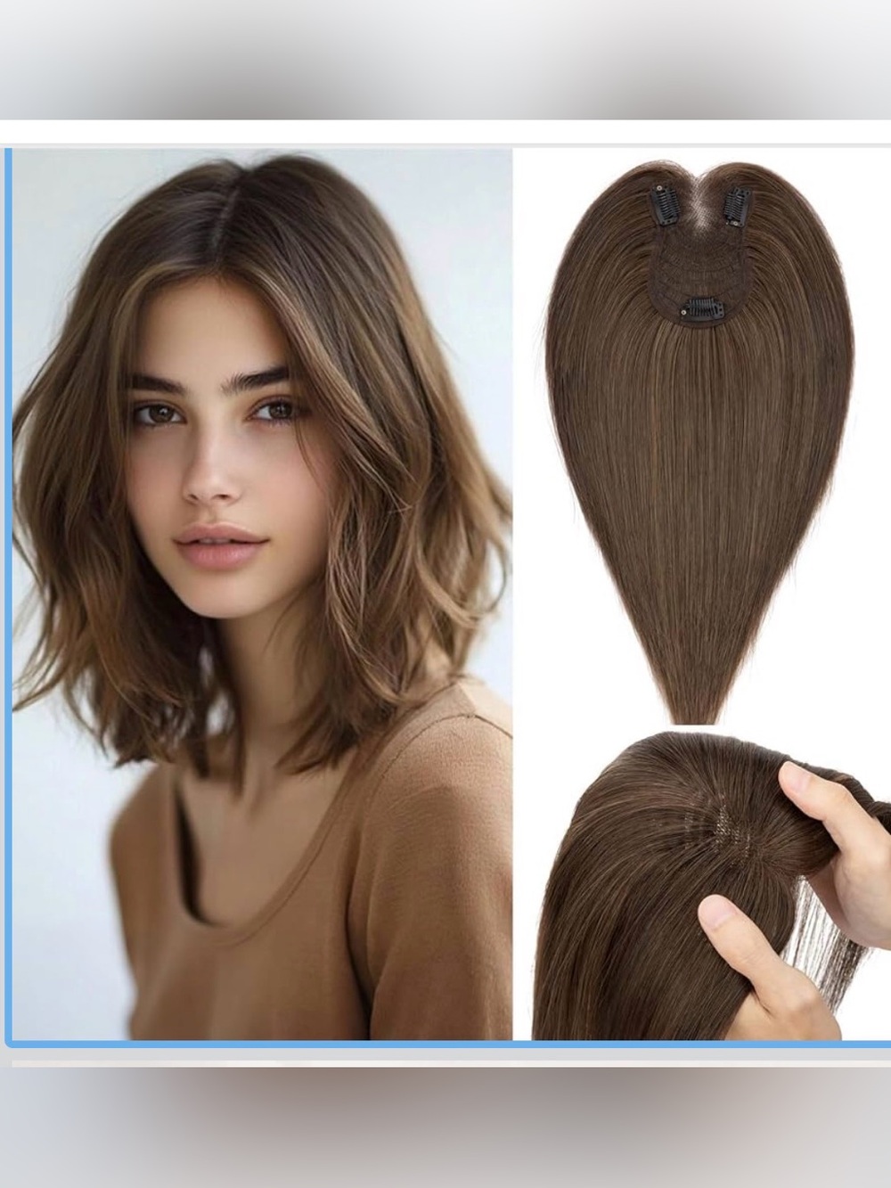 Hair Topper Real Human Remy Hair No Bang Hairpiece Thinning Crown Wispy Clip in
